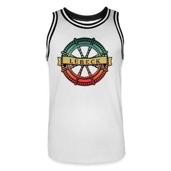 Nordstyle Lübeck Anchor Design n° 1 Ville - Maillot de basket Homme - blanc/noir - Devant - AI Model Male 185 dark (185cm)