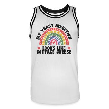 My yeast infection funny nasty adult humor - Men's Basketball Jersey - white/black - Front - AI Model Male 185 dark (185cm)