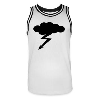 Wolke mit Blitz - Gewitter - Männer Basketball-Trikot - Weiß/Schwarz - Vorne - AI Model Male 185 dark (185cm)