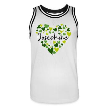 Joséphine Nom Design avec Oreille Verte En Forme de Coeur - Maillot de basket Homme - blanc/noir - Devant - AI Model Male 185 dark (185cm)