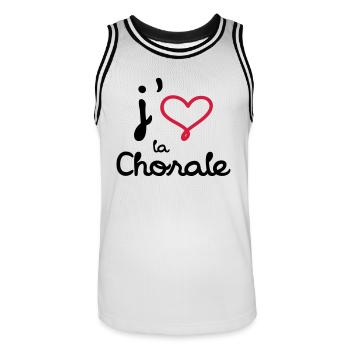 J'aime la Chorale - Men's Basketball Jersey - white/black - Front - AI Model Male 185 dark (185cm)