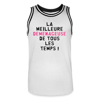 Déménageur / Déménagement / Déménager / Camion - Maillot de basket Homme - blanc/noir - Devant - AI Model Male 185 dark (185cm)