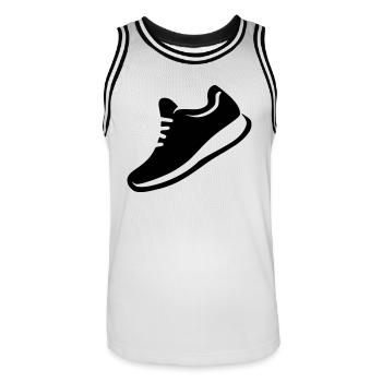 Chaussure de sport de course à pied symbole dynamique icône vecteur - Maillot de basket Homme - blanc/noir - Devant - AI Model Male 185 dark (185cm)