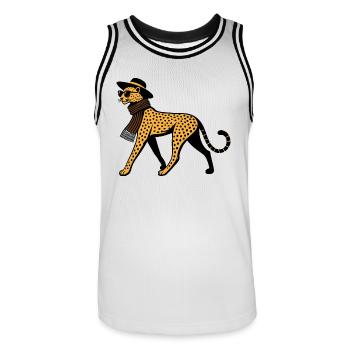 Leopard chic - Men's Basketball Jersey - white/black - Front - AI Model Male 185 dark (185cm)