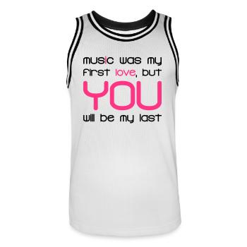 Music Was my First Love 2C - Maillot de basket Homme - blanc/noir - Devant - AI Model Male 185 dark (185cm)