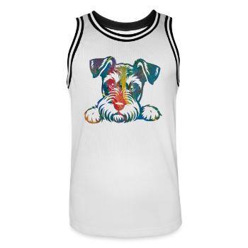 Chien chiot chien mignon Corgi aquarelle Art Cartoon Wof - Maillot de basket Homme - blanc/noir - Devant - AI Model Male 185 dark (185cm)