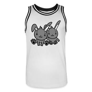 2 Lapins Amis Équipe Équipage Couple Deux Chanceux - Maillot de basket Homme - blanc/noir - Devant - AI Model Male 185 dark (185cm)