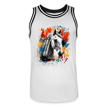 Cheval - Maillot de basket Homme - blanc/noir - Devant - AI Model Male 185 dark (185cm)
