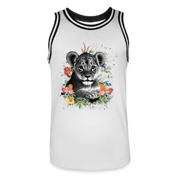 Fleurs de lion - Maillot de basket Homme - blanc/noir - Devant - AI Model Male 185 dark (185cm)