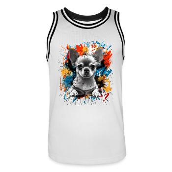 Chihuahua - Maillot de basket Homme - blanc/noir - Devant - AI Model Male 185 dark (185cm)