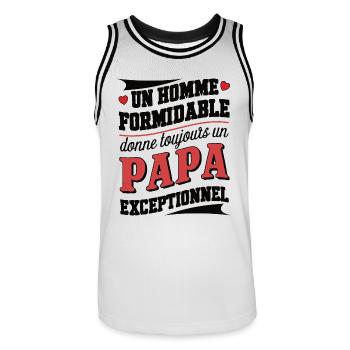 Belle idée cadeau fete des pères anniversaire papa - Maillot de basket Homme - blanc/noir - Devant - AI Model Male 185 dark (185cm)