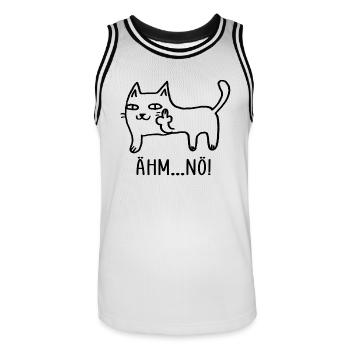 Nö Katze Mittelfinger Humor - Männer Basketball-Trikot - Weiß/Schwarz - Vorne - AI Model Male 185 dark (185cm)