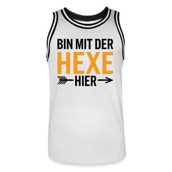 Bin mit der Hexe Funny Halloween - Männer Basketball-Trikot - Weiß/Schwarz - Vorne - AI Model Male 185 dark (185cm)