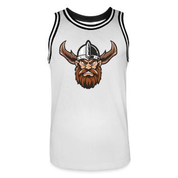 Wikinger 1 - Männer Basketball-Trikot - Weiß/Schwarz - Vorne - AI Model Male 185 dark (185cm)
