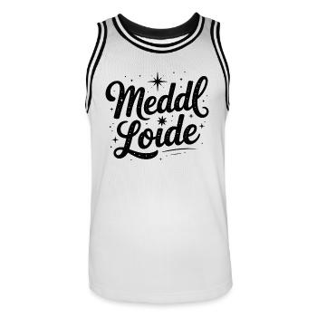 Meddl Loide - German Memes - Men's Basketball Jersey - white/black - Front - AI Model Male 185 dark (185cm)