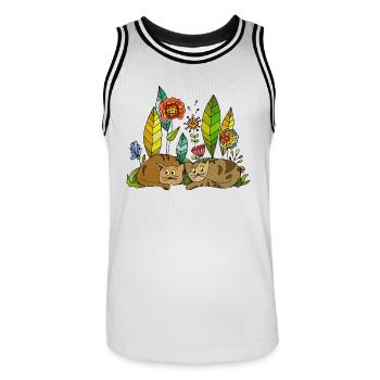 Chats - Maillot de basket Homme - blanc/noir - Devant - AI Model Male 185 dark (185cm)