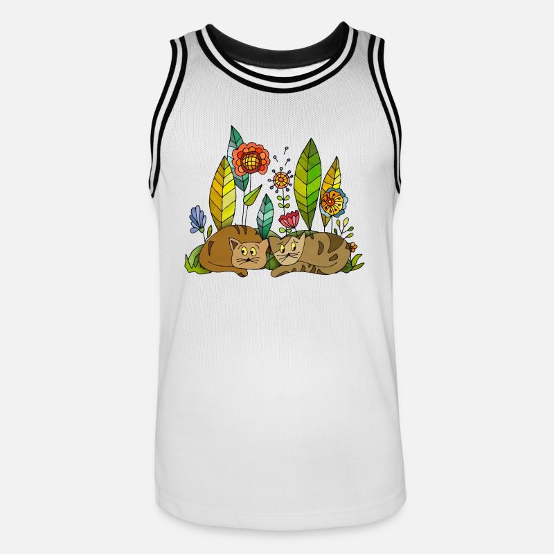 Chats - Maillot de basket Homme - blanc/noir