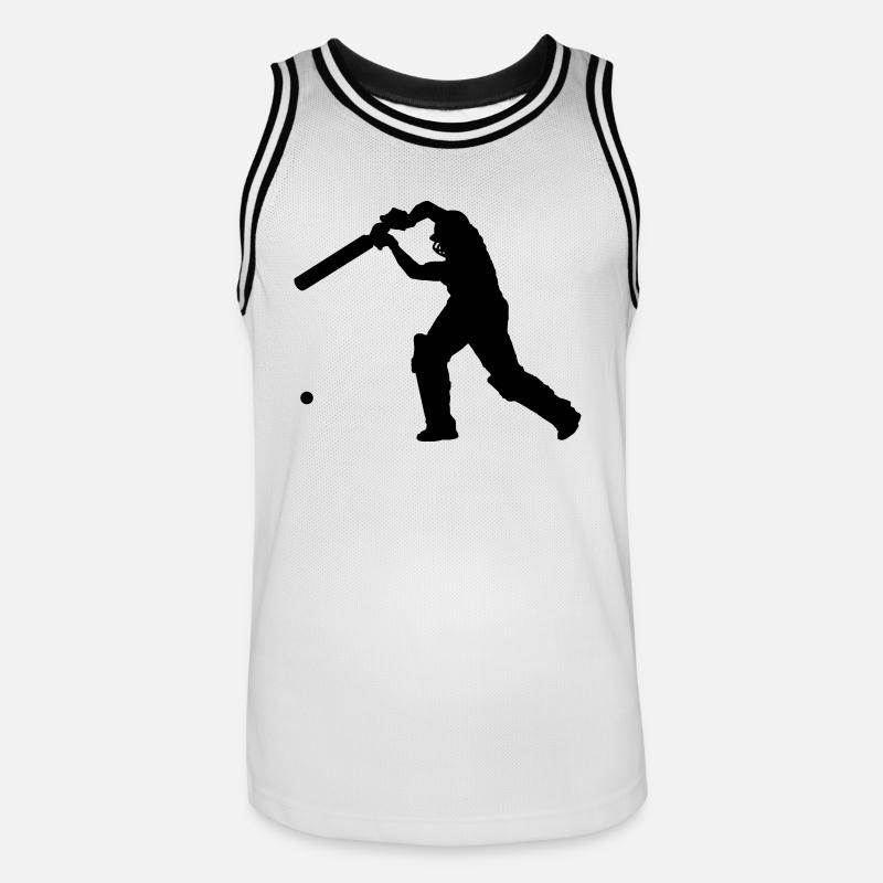 Cricket Player 2 (Vector) - Männer Basketball-Trikot - Weiß/Schwarz