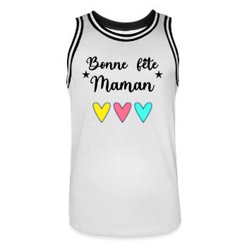 FÊTE DES MÈRES. BONNE FÊTE MAMAN. MAMAN. COEUR - Maillot de basket Homme - blanc/noir - Devant - AI Model Male 185 dark (185cm)