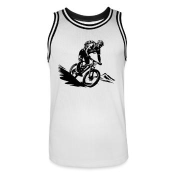 Mountain biker sport mountain bike - Men's Basketball Jersey - white/black - Front - AI Model Male 185 dark (185cm)