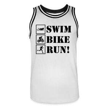 Triathlon Course à pied Natation Cyclisme - Maillot de basket Homme - blanc/noir - Devant - AI Model Male 185 dark (185cm)