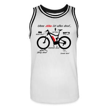 ohne Akku ist alles Doof - Männer Basketball-Trikot - Weiß/Schwarz - Vorne - AI Model Male 185 dark (185cm)