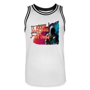 ich tanze weiter alleine - Männer Basketball-Trikot - Weiß/Schwarz - Vorne - AI Model Male 185 dark (185cm)
