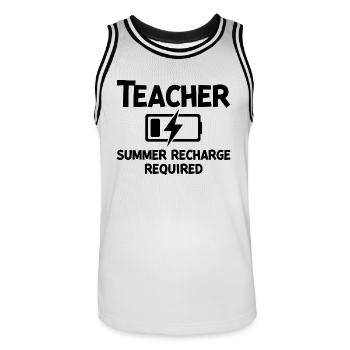 Lehrer-Sommer-Aufladung erforderlich - Männer Basketball-Trikot - Weiß/Schwarz - Vorne - AI Model Male 185 dark (185cm)