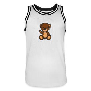 Pixel Bear Brownie - Men's Basketball Jersey - white/black - Front - AI Model Male 185 dark (185cm)
