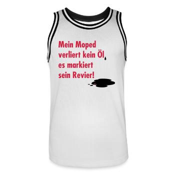 Mein Moped verliert kein Öl - Männer Basketball-Trikot - Weiß/Schwarz - Vorne - AI Model Male 185 dark (185cm)