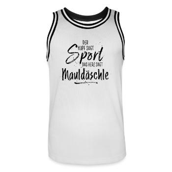 mauldäschle schwarz - Männer Basketball-Trikot - Weiß/Schwarz - Vorne - AI Model Male 185 dark (185cm)