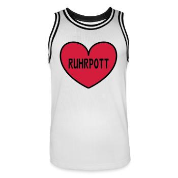 Coeur de la Ruhr - Maillot de basket Homme - blanc/noir - Devant - AI Model Male 185 dark (185cm)