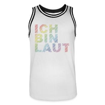 ICH BIN LAUT - Männer Basketball-Trikot - Weiß/Schwarz - Vorne - AI Model Male 185 dark (185cm)