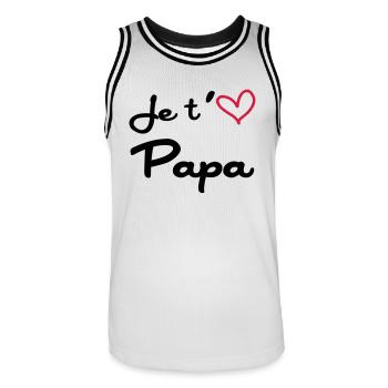 Je t'aime Papa / Naissance / Bébé / Fête des Pères - Maillot de basket Homme - blanc/noir - Devant - AI Model Male 185 dark (185cm)