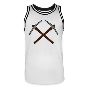2 croix logo pioche piocher exploitation minière m - Maillot de basket Homme - blanc/noir - Devant - AI Model Male 185 dark (185cm)