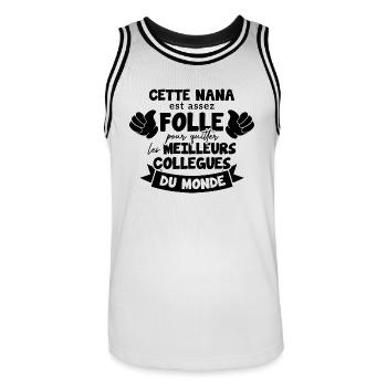 Collègue Nana, humour meilleurs collègues du monde - Maillot de basket Homme - blanc/noir - Devant - AI Model Male 185 dark (185cm)