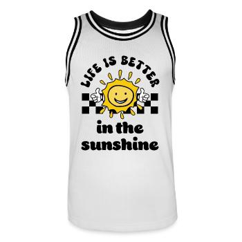 La vie est meilleure au soleil Graphique - Maillot de basket Homme - blanc/noir - Devant - AI Model Male 185 dark (185cm)