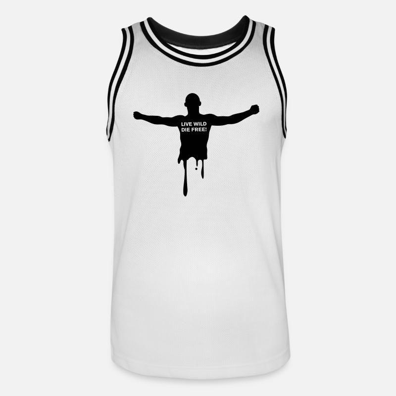 livewilddiefree - Men's Basketball Jersey - white/black