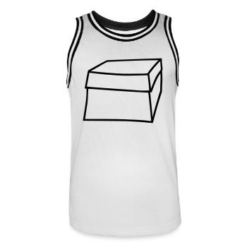 box - Men's Basketball Jersey - white/black - Front - AI Model Male 185 dark (185cm)
