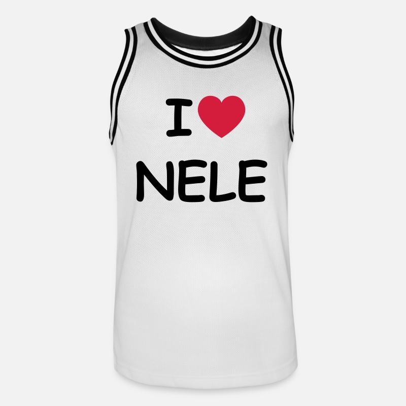 J'aime Nele - Maillot de basket Homme - blanc/noir