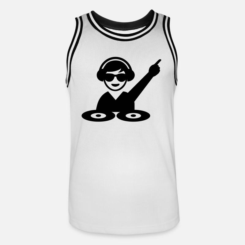 DJ - Camiseta de baloncesto para hombre - blanca/negro