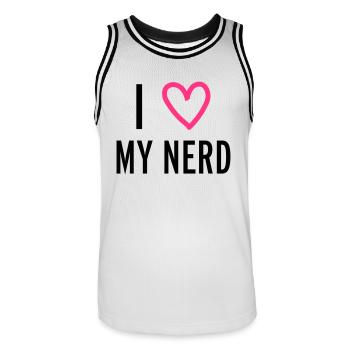 Nerd - Männer Basketball-Trikot - Weiß/Schwarz - Vorne - AI Model Male 185 dark (185cm)