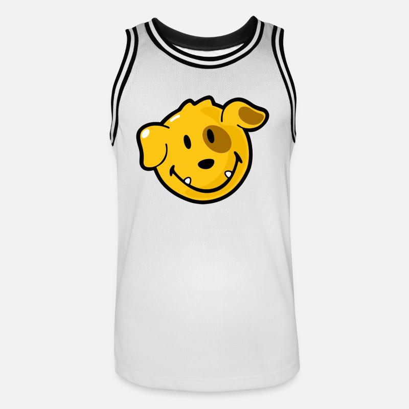 Smiley Dog - Maglia da basket per uomo - bianco/nero