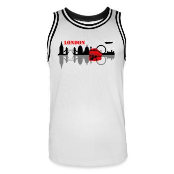 london skyline - Men's Basketball Jersey - white/black - Front - AI Model Male 185 dark (185cm)