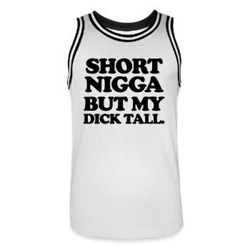 Short but my dick tall - Men's Basketball Jersey - white/black - Front - AI Model Male 185 dark (185cm)