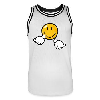 Smiley Attention - Männer Basketball-Trikot - Weiß/Schwarz - Vorne - AI Model Male 185 dark (185cm)