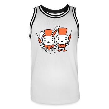 Hase Vogel Küken Arzt Spritze Team 2 Freunde Crew - Männer Basketball-Trikot - Weiß/Schwarz - Vorne - AI Model Male 185 dark (185cm)