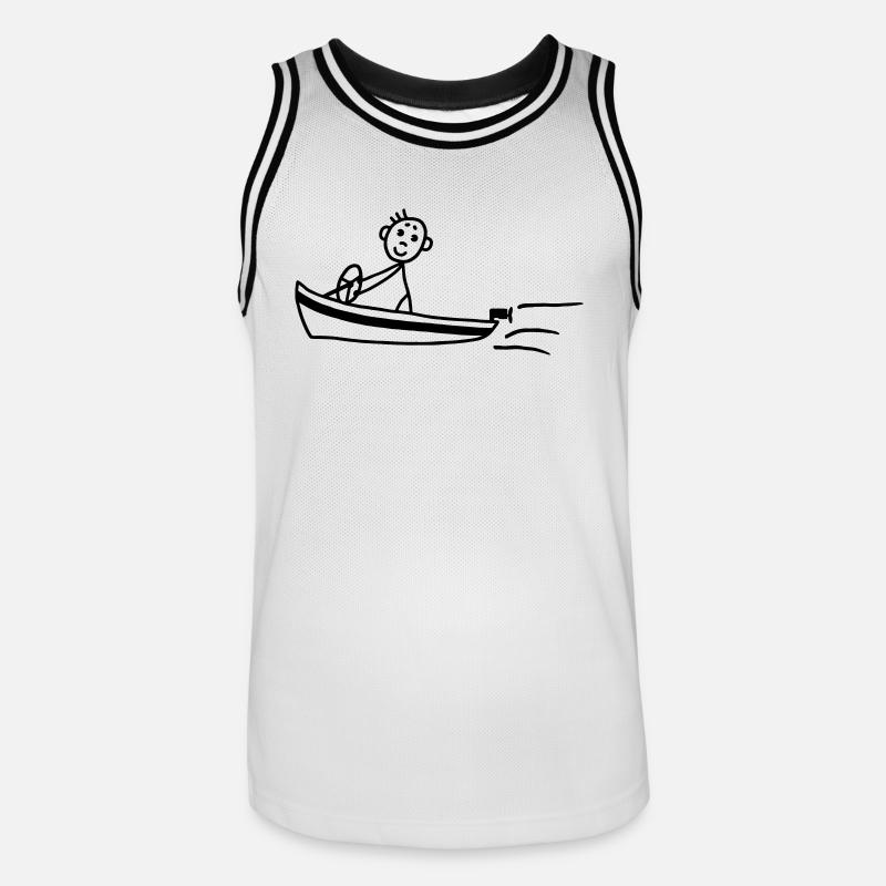 Motorboot - Boot - Männer Basketball-Trikot - Weiß/Schwarz