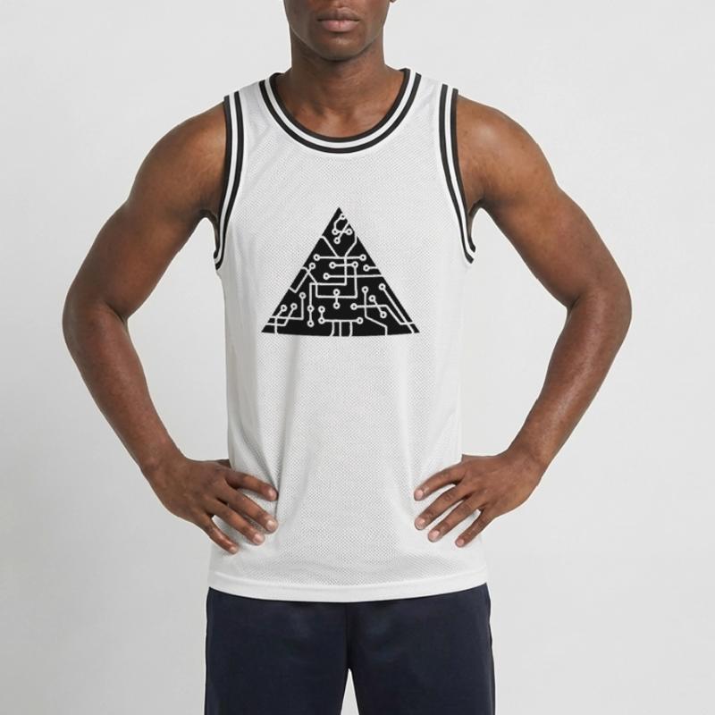 triangular shape microchip technology cool design Men's Basketball Jersey