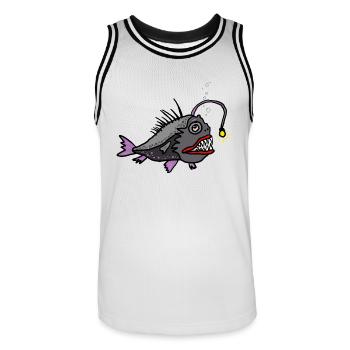 Anglerfisch - Männer Basketball-Trikot - Weiß/Schwarz - Vorne - AI Model Male 185 dark (185cm)